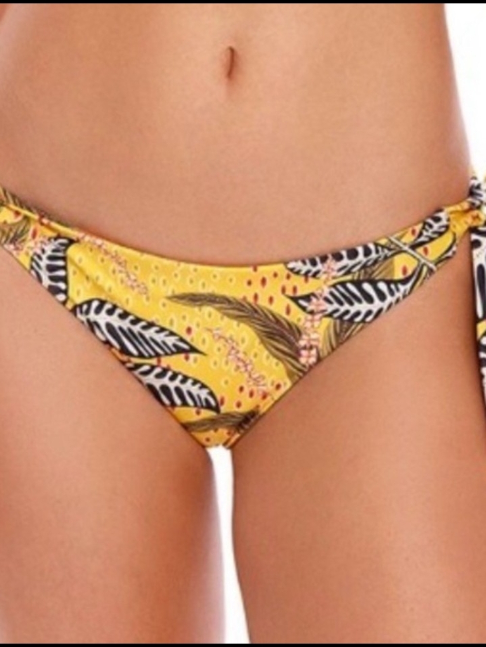 Agua Bendita Yellow Tropical Print Tie-Side Bikini Bottom (code 10279)